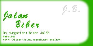 jolan biber business card